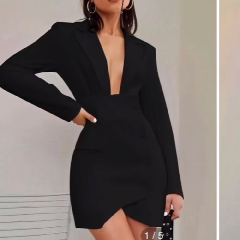 SHEIN plunging neck Asymmetrical hem dress.  New
